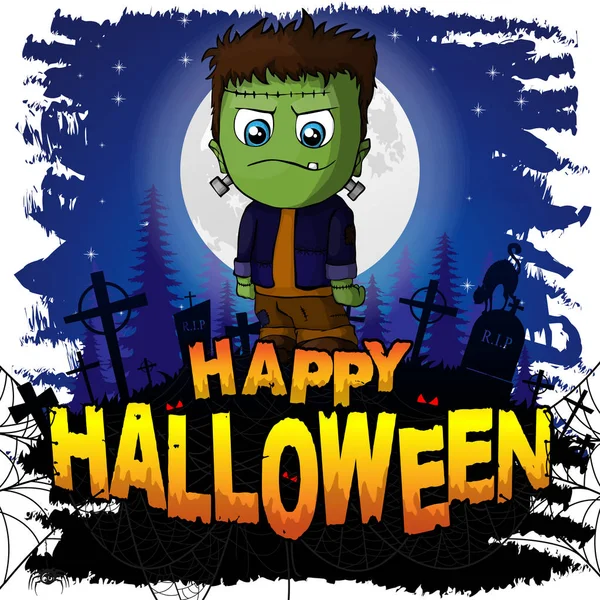 Šťastný Halloween Návrhu Šablony Frankenstein Vektorové Ilustrace — Stockový vektor