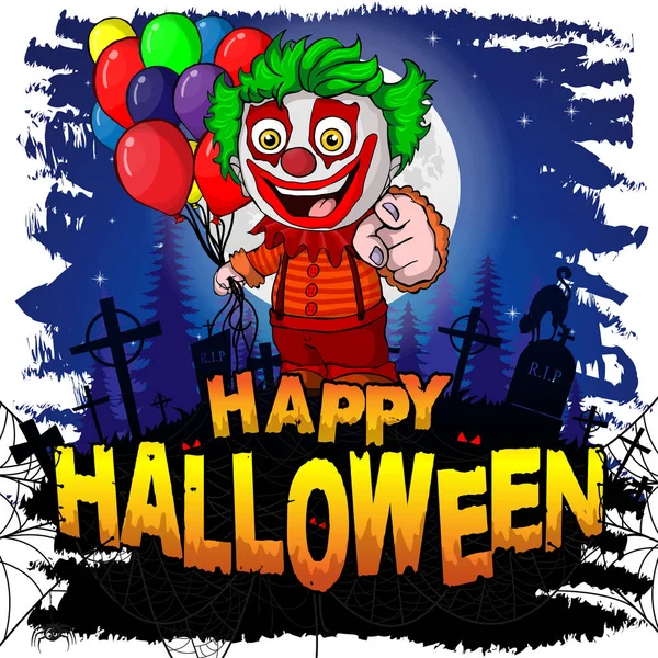 Fröhliche Halloween Design Vorlage Mit Clown Vektorillustration — Stockvektor