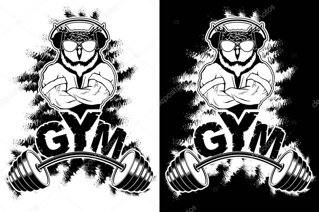 Vector design for a gym with an abstract image of a strong owl.