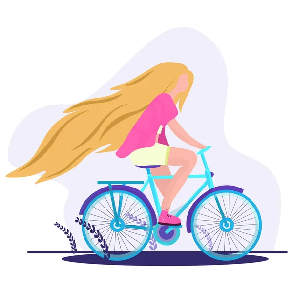 自転車に乗っている赤毛の女の子 ベクターイラスト ストックベクター