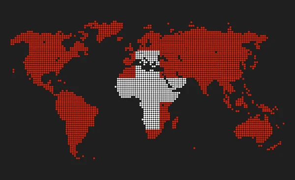 Карта Пунктирною Світу Швейцарії Прапор Кольори Ізольовані Сірий Фон — стокове фото