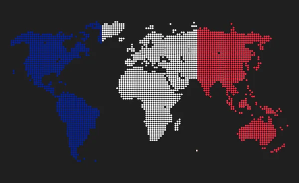 Карта Мира Франции Цвета Флага Изолированы Сером Фоне — стоковое фото