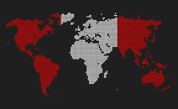 Carte Monde Pointillée Pérou Couleurs Drapeau Isolé Sur Fond Gris — Photo