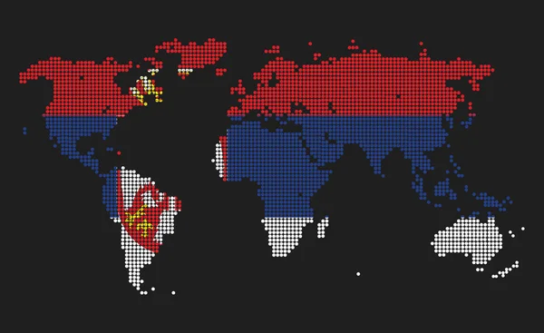 Карта Мира Цветах Флага Сербии Изолированные Сером Фоне — стоковое фото
