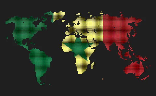 Carte Monde Pointillée Sénégal Couleurs Drapeau Isolé Sur Fond Gris — Photo