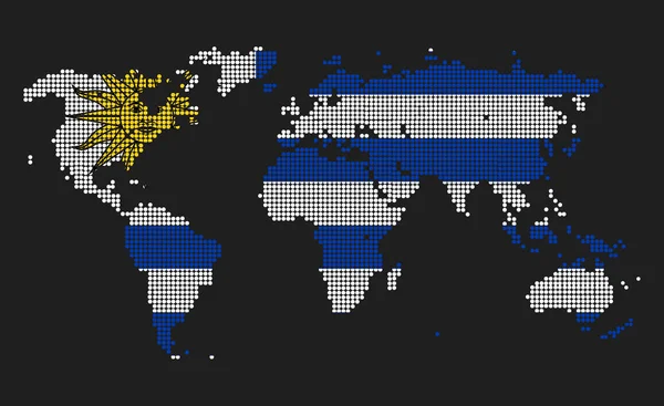 Карта Мира Цветах Флага Уругвая Выделена Сером Фоне — стоковое фото