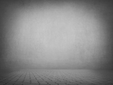 Kaldırım döşeme ile beton gri duvar arka plan. Eski doku yapısıyla gümüş katı iç odası.