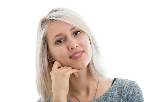 Linda Joven Hembra Con Encantadores Ojos Azules Una Amplia Sonrisa — Foto de Stock