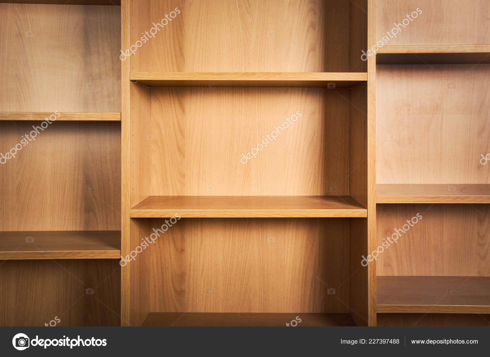 Empty Wooden Book Shelves Background, Wooden Book Shelves