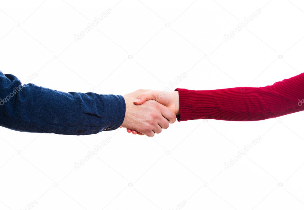 man and woman handshake