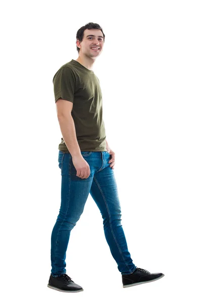 Seitenansicht Mann zu Fuß — Stockfoto