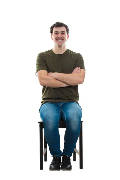 Sentado homem sorrindo — Fotografia de Stock