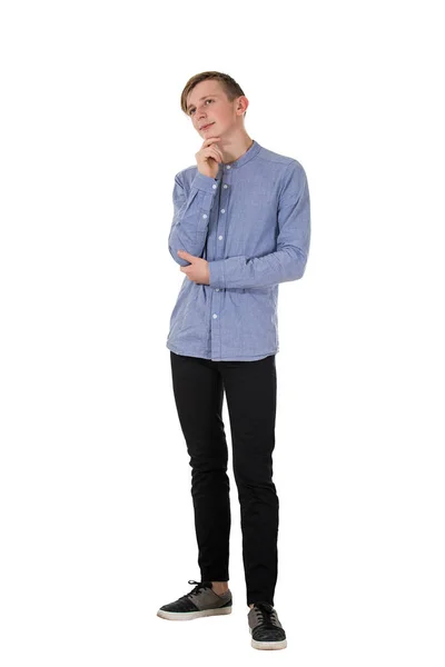 Full length of handsome cheerful boy teenager wearing casual jea — Stock Photo, Image