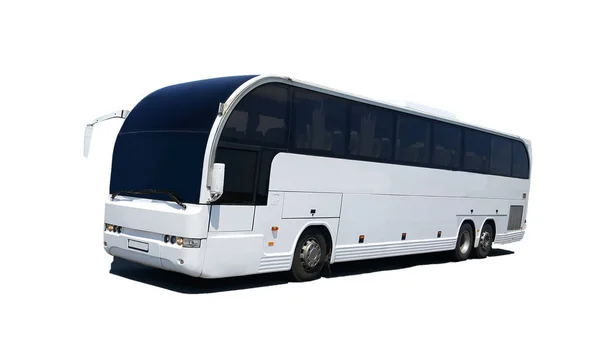 Witte Grote Moderne Bus Een Witte Achtergrond — Stockfoto