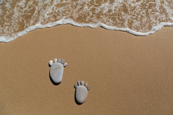 Fußabdruck Aus Kieseln Strand — Stockfoto