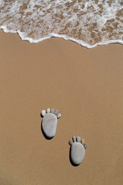 Fußabdruck Aus Kieseln Strand — Stockfoto