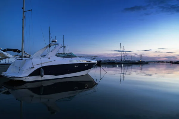 Luxury Yacht Port Night — Stock Photo, Image