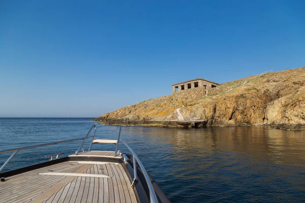 Barca Lusso Mare Vicino All Isola — Foto Stock