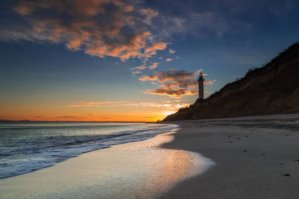 Sea Lighthouse Rocks Sunset — Stock Photo, Image