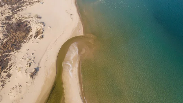 Flygfoto Över Floden Flyter Havet Beach Badorten Sunny Beach Bulgarien — Stockfoto