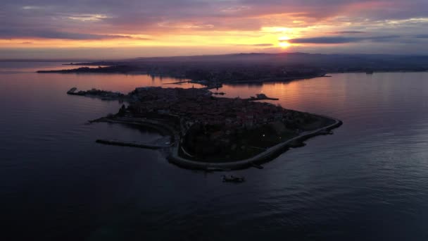 Pôr Sol Sobre Cidade Mar — Vídeo de Stock