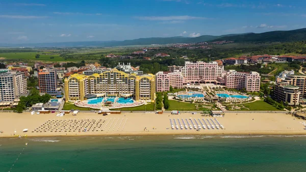 Luchtfoto Panoramisch Uitzicht Zee Resort Sunny Beach Bulgarije — Stockfoto