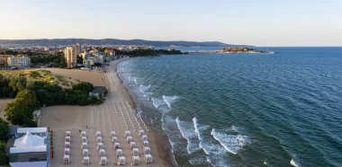 Nessebar, Bulgaristan sahiline havadan insansız hava aracı görünümü