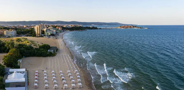 Luchtfoto Drone Uitzicht Het Strand Van Nessebar Bulgarije — Stockfoto