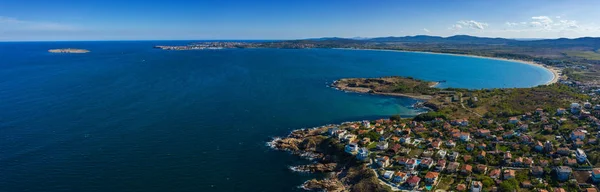 Bulgaristan Chernomorec Tatil Beldesine Insansız Hava Aracı Görüntüsü — Stok fotoğraf