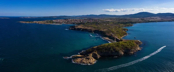 Bulgaristan Chernomorec Tatil Beldesine Insansız Hava Aracı Görüntüsü — Stok fotoğraf