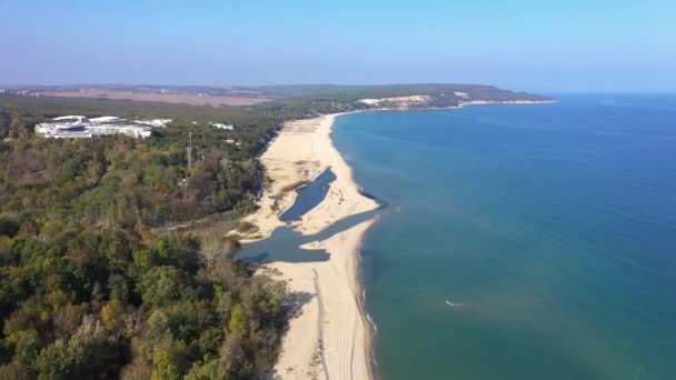 Vista Aérea Para Foz Rio Kamchia Bulgária — Vídeo de Stock