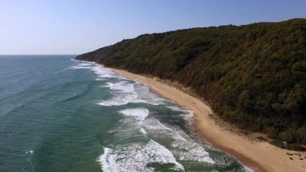 Utsikt Över Drone Till Den Vackra Stranden Svarta Havet Beach — Stockvideo