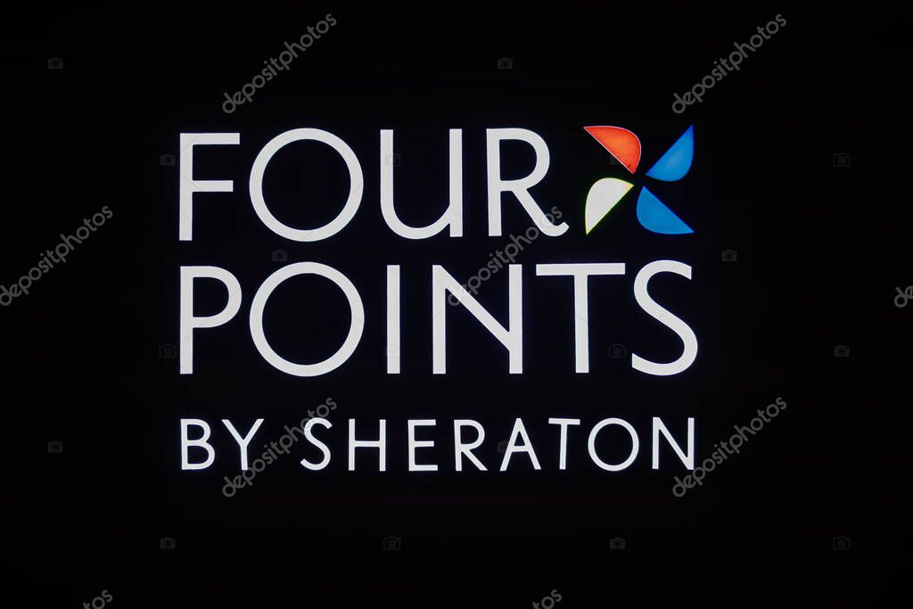 Sunny Beach, Burgas, Bulgaria - September 09.2025: Logo of a hotel Four Points by Sheraton in seaside resort of Sunny Beach