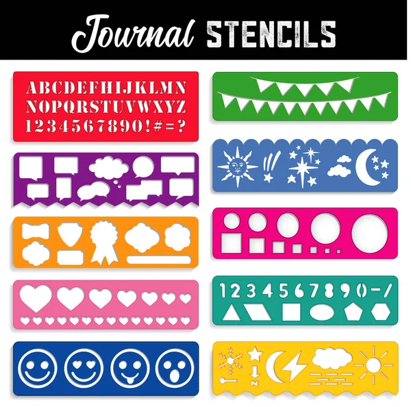 Journal Stencils Collection Ten Templates Create Text Art Graphics Journal - Stok Vektor