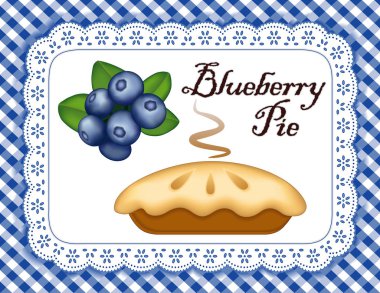 Böğürtlenli turta, dumanı tüten şekerli tatlı pişmiş geleneksel taze, Olgun meyve, beyaz deliği dantel bardak altlığı peçete üzerinde mavi şemsiye onay arka plan izole. 