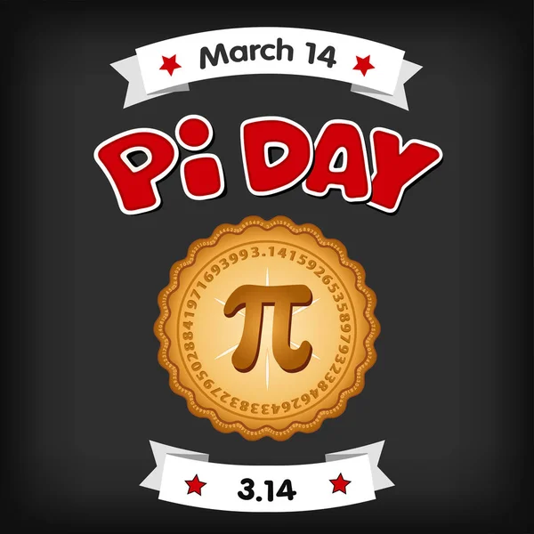 3月14日 国际劳动节庆祝数学常数 和吃了很多新鲜的烤甜馅饼 红色文本 粉笔板背景 — 图库矢量图片