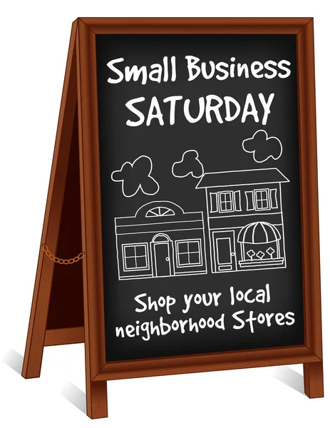 Small Business Saturday Sidewalk Chalk Board Sign Wood Frame Easel — Stock Photo, Image