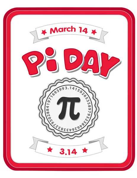 3月14日 庆祝数学常数 并吃了很多新鲜的烤甜馅饼 国际节日 红色框架白板背景 — 图库矢量图片