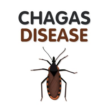 Chagas Hastalığı, parazit Trypanosoma cruzi tarafından taşınan bu ısırık ve kurbanların yüz kan emmek böcek tarafından taşınan, böcekler siyah kahverengi, bazı kırmızı, sarı, tan işaretleri var.