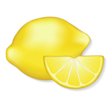 Limon ve dilim, taze, sulu limon beyaz arka plan üzerinde izole. 