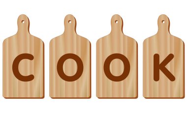 Kesme Panoları, Raket şeklinde ahşap kesme tahtaları, ahşap tahıl detay metin pişirin. Mutfak, barbekü ve bar için. Beyaz üzerine izole. 