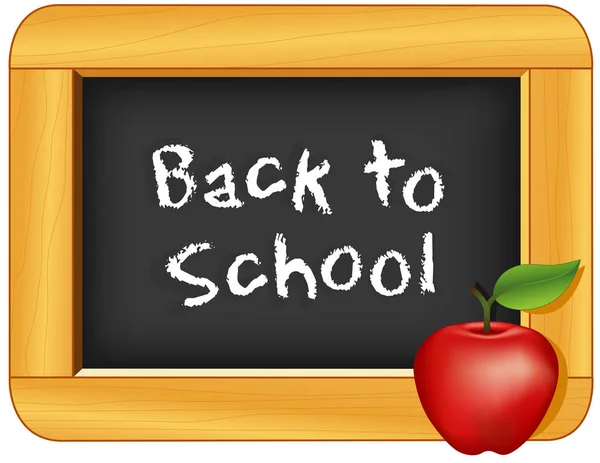 Επιστροφή Στο Σχολείο Πίνακας Ξύλινο Πλαίσιο Μήλο Για Τον Δάσκαλο — Διανυσματικό Αρχείο