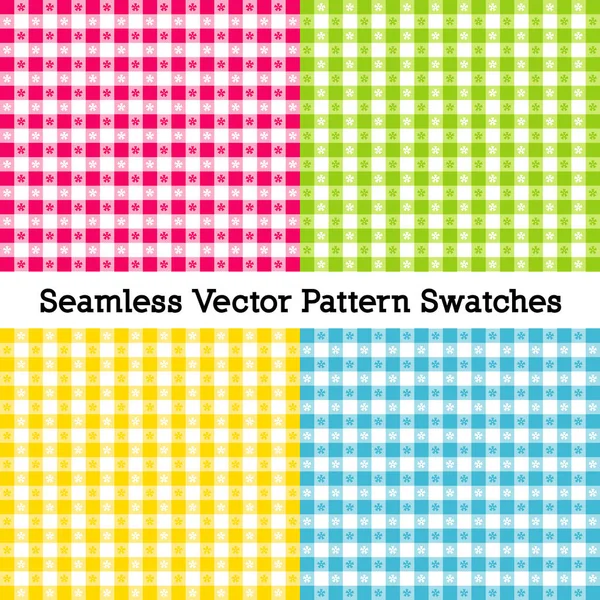 Gingham Seamless Check Patterns Vector File Includes Four Pattern Swatches — Stock Vector