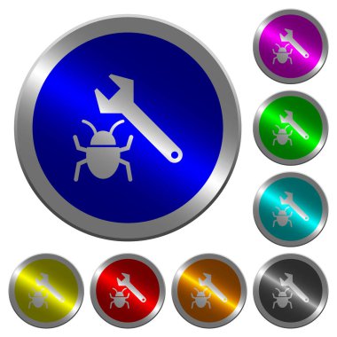 Simgeler yuvarlak parlak sikke benzeri renk çelik düğmelerinde sabitleme hata