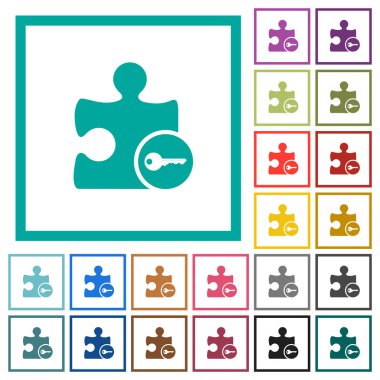 Eklenti düz renk simgeleri çeyreği kare beyaz arka plan üzerinde ile güvenli