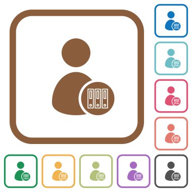 Arşiv Kullanıcı hesabı basit simgeler renkli kare kare beyaz arka plan üzerinde yuvarlak