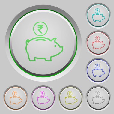 Hindistan Rupisi kumbara renk simgeleri batırıldı tuşlar