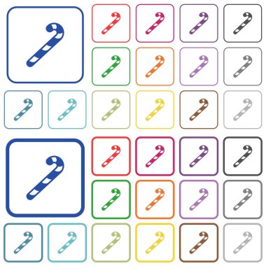 Baston şekerler Yuvarlatılmış kare kare düz simgeler renk. İnce ve kalın sürümleri dahil.