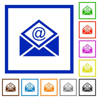 E-posta simgesi düz renk simgeleri beyaz arka plan üzerinde kare kare ile açık posta