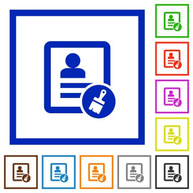 Yapıştır iletişim düz renk simgeleri beyaz arka plan üzerinde kare kare